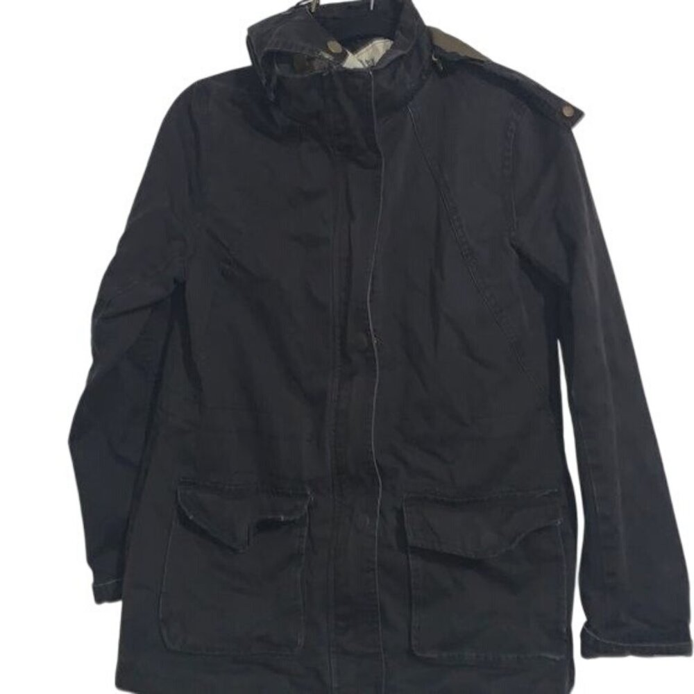 Wenven Black Hooded Jacket M Womens Casual Outerwear 100% Cotton